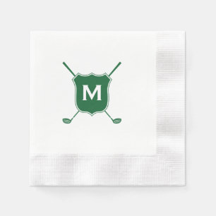 Monogram Golf Club Crest in Green Napkins Servet