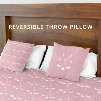 Monogram Golf Club Pattern Pink Reversible Modern Kussen