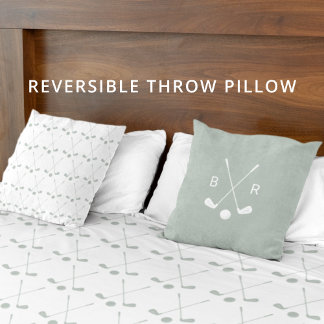 Monogram Golf Club Pattern Sage Reversible Modern Kussen