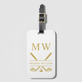 Monogram Golf Clubs Wit Goud Gepersonaliseerd Bagagelabel (Voorkant (verticaal))