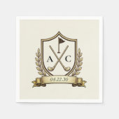 Monogram Golf Crest Trouwdag Servet (Voorkant)
