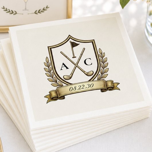 Monogram Golf Crest Trouwdag Servet