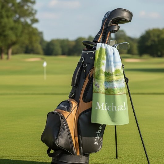 Monogram Golfbaan met Reiger Golfhanddoek