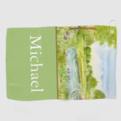 Monogram Golfbaan met Reiger Golfhanddoek (Horizontaal)