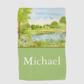 Monogram Golfbaan met Reiger Golfhanddoek (Voorkant)