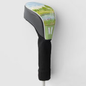 Monogram golfbaan met reiger golfheadcover (Schuin)