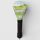 Monogram golfbaan met reiger golfheadcover (Voorkant)