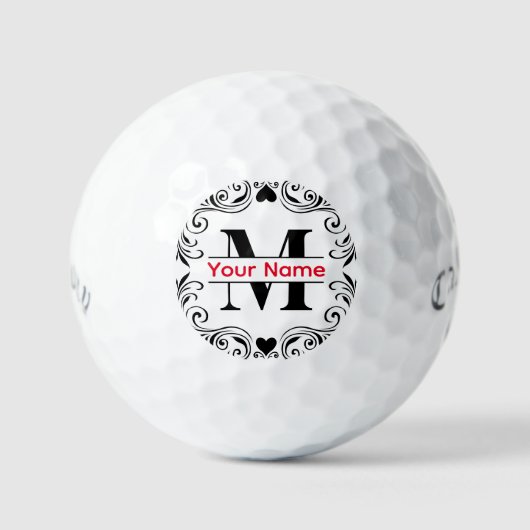 Monogram golfbal | Initiaal M - jouw namen toevoeg Golfballen (Voorkant)