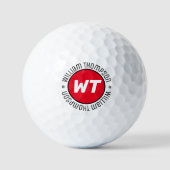 Monogram Golfbal met Naam Rode Logo Golfballen (Voorkant)