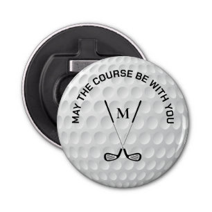 Monogram golfen gekruiste clubs aangepaste tekst button flesopener