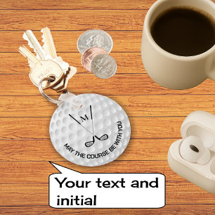 Monogram golfen gekruiste clubs aangepaste tekst sleutelhanger