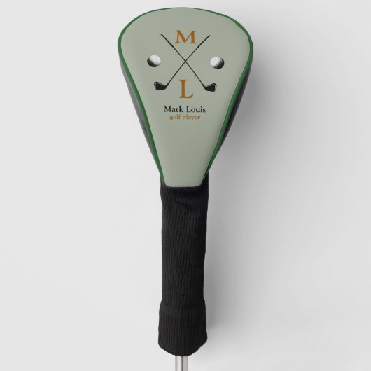 monogram golfer . golfspeler golfheadcover (Voorkant)
