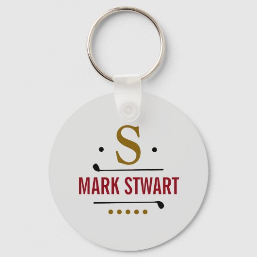 monogram golfer / golfspeler sleutelhanger (Voorkant)