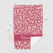 Monogram Golfer Naam Chic Magenta Red Pink Girly Golfhanddoek (Insitu)