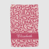 Monogram Golfer Naam Chic Magenta Red Pink Girly Golfhanddoek (Voorkant)