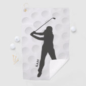 Monogram. Golfer Silhouette op Golf Ball Texture. Golfhanddoek (Insitu)