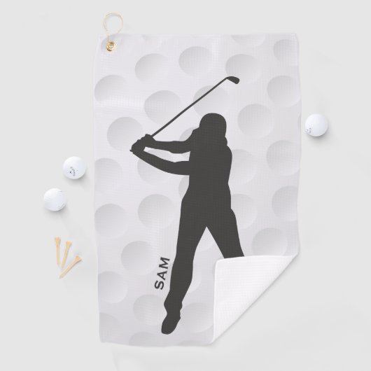 Monogram. Golfer Silhouette op Golf Ball Texture. Golfhanddoek (Insitu)