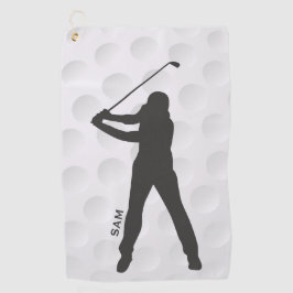 Monogram. Golfer Silhouette op Golf Ball Texture. Golfhanddoek