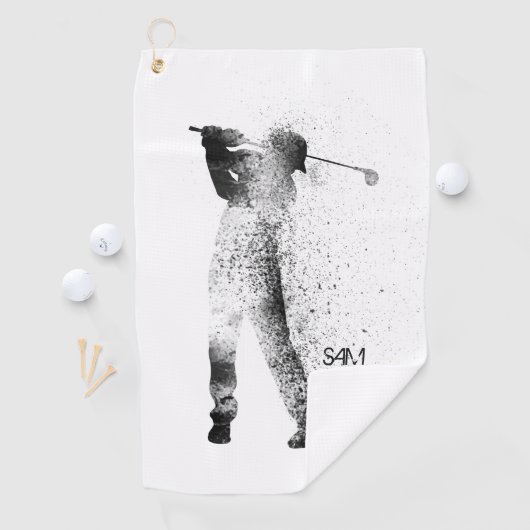 Monogram. Golfer Silhouette Swing. Golfhanddoek (Insitu)