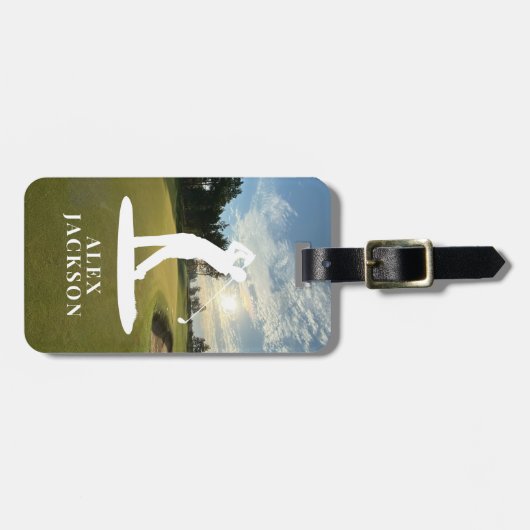 Monogram Golfer Voeg je Logo toe Bagagelabel (Voorkant horizontaal)