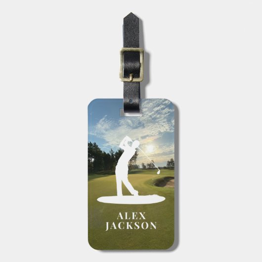 Monogram Golfer Voeg je Logo toe Bagagelabel (Voorkant verticaal)