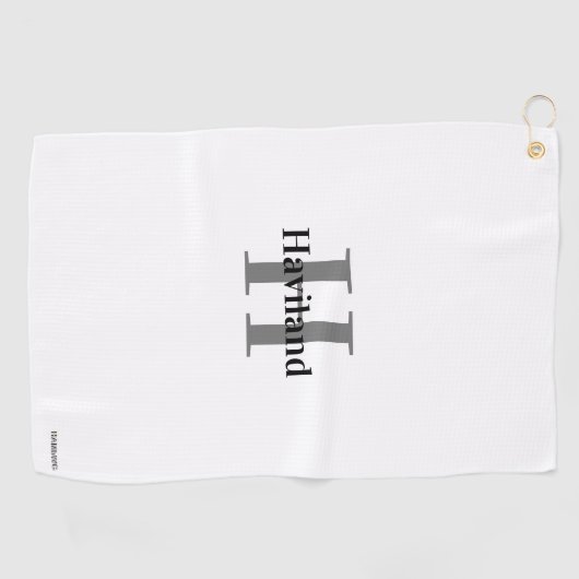 Monogram Golfhanddoek met naam en Initiaal (Horizontaal)