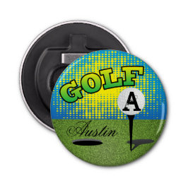 Monogram Golfing Button Flesopener