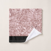 Monogram golfnaam roze zwarte roos goud bad handdoek (Wasdoekje)