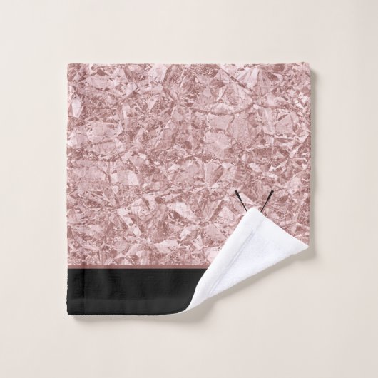 Monogram golfnaam roze zwarte roos goud bad handdoek (Wasdoekje)