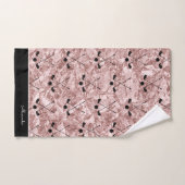 Monogram golfnaam roze zwarte roos goud bad handdoek (Handdoek)