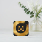 Monogram | Golfoliecirkel geborsteld Vierkante Visitekaartje (Staand voorkant)