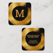 Monogram | Golfoliecirkel geborsteld Vierkante Visitekaartje (Voorkant / Achterkant)
