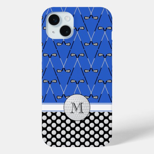 Monogram golfpatronen blauw zwart Case-Mate iPhone case (Achterkant)
