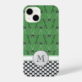 Monogram golfpatronen groen iPhone hoesje (Achterkant)