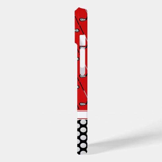 Monogram golfpatronen rood zwart Case-Mate iPhone case (Achterkant / Links)