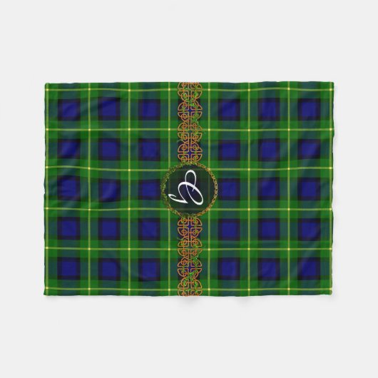 Monogram Gordon Tartan Fleece Deken (Voorkant (Horizontaal))