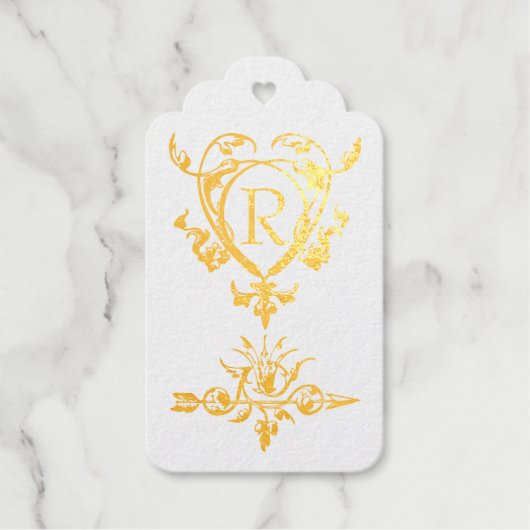 Monogram Gotisch Hart En Pijl Motief Cadeaulabels (Voorkant)