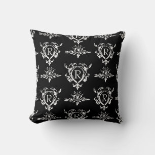 Monogram Gotisch Hart En Pijl Patroon Kussen