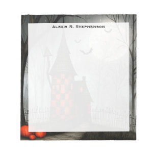 Monogram Gotische Schachbrett Halloween Toren Notitieblok