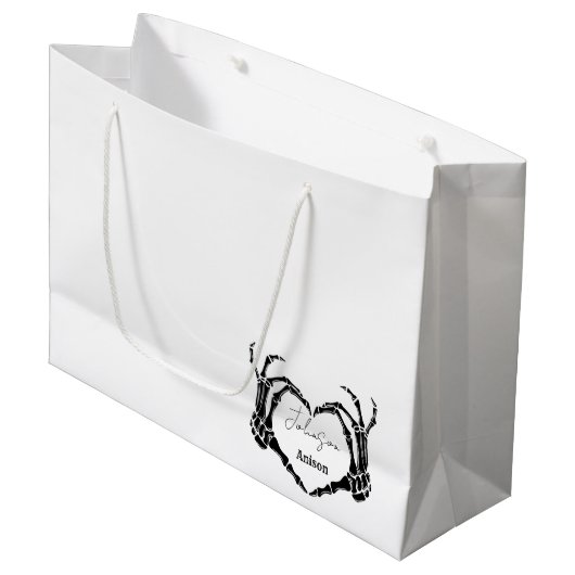 Monogram Gotische Schedel Hart Hand Huwelijk Groot Cadeauzakje (Voorkant Gekanteld)