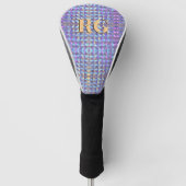 Monogram, Goud, Blauw & Paarse iriserende geometri Golfheadcover (Voorkant)