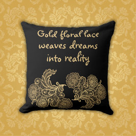 Monogram Goud Bloemen Kant | Kussen