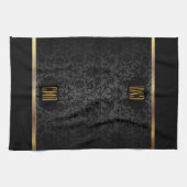 Monogram Goud & Bloemendamaskpatroon Theedoek (Horizontaal)