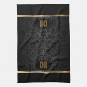 Monogram Goud & Bloemendamaskpatroon Theedoek (Verticaal)
