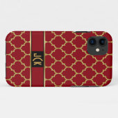 Monogram Goud & Bourgogne Geometrische Quatrefoil Case-Mate iPhone Case (Achterkant (horizontaal))