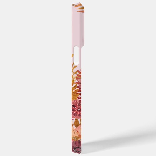 Monogram Goud Bourgogne Herfst Bloemen Case-Mate iPhone Case (Achterkant / Rechts)