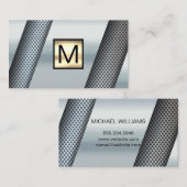 Monogram goud chroom metallisch geperforeerd visitekaartje (Voorkant / Achterkant)