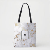 Monogram Goud Classy Marmeren ontwerp Tote Bag (Voorkant)