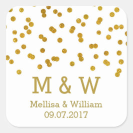 Monogram Goud Confetti bruiloft gunst Labels