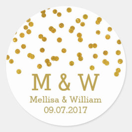 Monogram Goud Confetti bruiloft gunst Labels